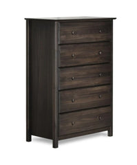 5 Drawer Solid Wood Chest Wood Furniture Shaker, Espresso