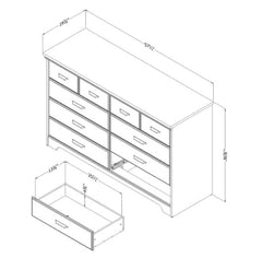 8 Drawer Double Dresser Versa Country Cottage - Weathered Oak