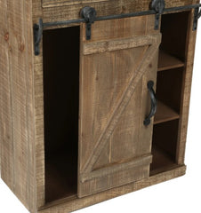 1 Rustic Wood Sliding Barn Door Storage Cabinet - 31.8" H x 24" W x 12" D