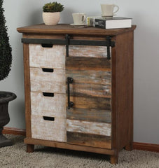 1 Rustic Sliding Door Wood Cabinet 31.7" H x 24.8" W x 14.6" D