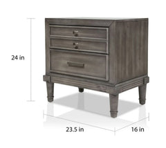 1 Hax Rustic Grey Solid Wood Nightstand