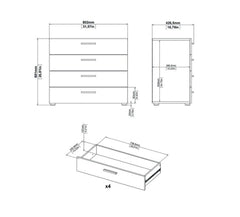 4 Drawer White Contemporary Engineered Wood Chest