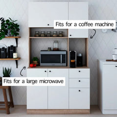 1 White Pantry Kitchen Microwave Storage Cabinet Contemporary Focal Point in your Kitchen