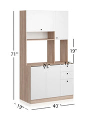 1 White Pantry Kitchen Microwave Storage Cabinet Contemporary Focal Point in your Kitchen