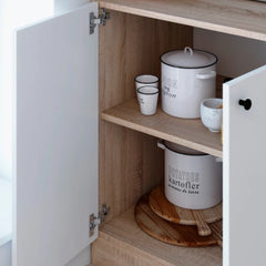 1 White Pantry Kitchen Microwave Storage Cabinet Contemporary Focal Point in your Kitchen