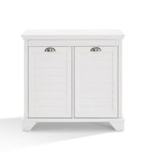 2 Lydia Linen Pull-open Compartments Hamper in White