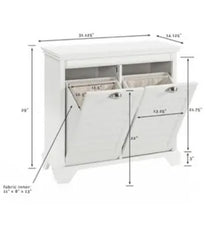 2 Lydia Linen Pull-open Compartments Hamper in White