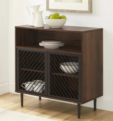 1 Modern Metal Door Accent Cabinet - Dark Walnut for your Home Organization and Storage