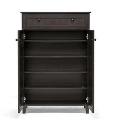 1 Glidden Dark Brown Wood Tall Modern Shoe Cabinet Concealed storage for your Footwear Collection