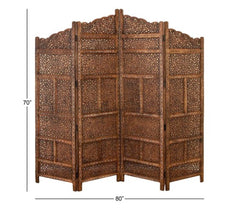 1 - MDF Traditional Room Divider Screen 72 x 80 x 1 in Brown for a boho-chic workplace