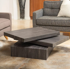 1 - Rectangular Rotating Wood Coffee Table personalized look that fits your space