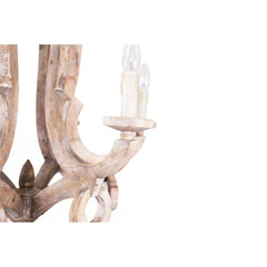 Candle-style 6-Light Wood Chandelier Perfect for A Kitchen, Dining Room, Living Room, Bedroom