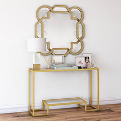 Shumake Geometric Shapes Console Table Lower Shelf is Stylishly Raised