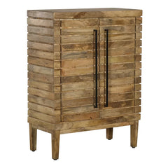 Stacked 18 Wine Glasses Bar Cabinet Sturdy Hardwood with a Natural Finish