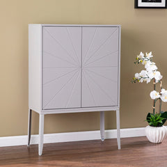 Contemporary Wood Cabinet - Gray Organize Sny Space with this Double-Door Storage Cabinet. Four Storage Cubbies