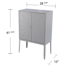 Contemporary Wood Cabinet - Gray Organize Sny Space with this Double-Door Storage Cabinet. Four Storage Cubbies