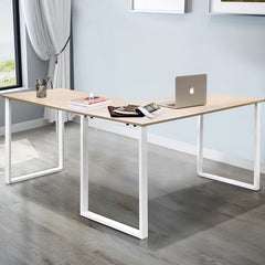 30" H x 59" W x 59" D Oak/White Swartwood L-Shape Desk