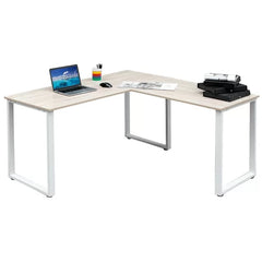 30" H x 59" W x 59" D Oak/White Swartwood L-Shape Desk