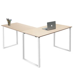 30" H x 59" W x 59" D Oak/White Swartwood L-Shape Desk