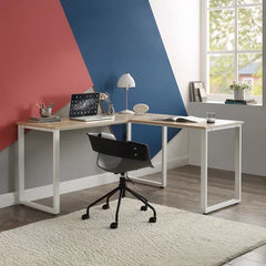 30" H x 59" W x 59" D Oak/White Swartwood L-Shape Desk