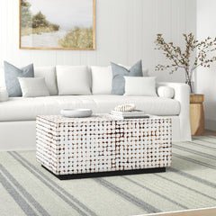 Teres Block Coffee Table White Solid Base Ensures Stability