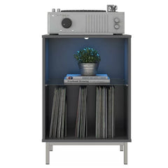 Graphite Gray Valto Audio Cabinet Offer Plenty of Storage Space Perfect Organize