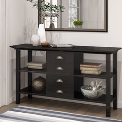 Solid Wood 54 inch Wide Transitional Console Sofa Table - 54 W x 16 D x 30 H - Hickory Brown