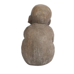 Weathered Brown Quiet Little Buddha Monk Garden Statue