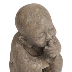 Weathered Brown Quiet Little Buddha Monk Garden Statue