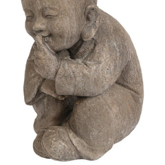 Weathered Brown Quiet Little Buddha Monk Garden Statue