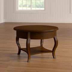 Brown Cherry Wilfredo Solid Wood Coffee Table with Curvy Cabriole Legs