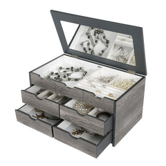 Wooden Jewelry Box The Chic Style of Jewelry Box Gives it A Modern With A Contemporary Gray Woodgrain Finish