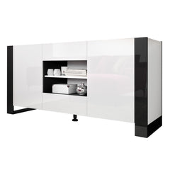 Woody Modern 64.5-inch Sideboard Buffet - White/Black Take your Dining Experience to Entirely New and Fashionable Heights