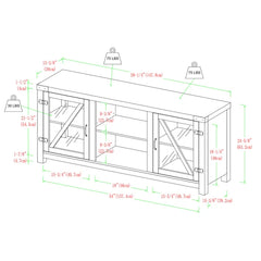 Coridon TV Stand for TVs up to 65" Rustic Oak Metal Hinges and Corners Accent