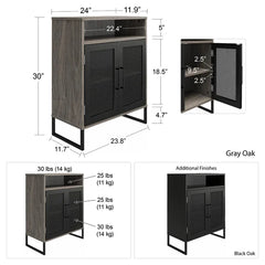 Gray Black Natalie 30'' Tall 2 Door Accent Cabinet Made of Powder Coated Steel