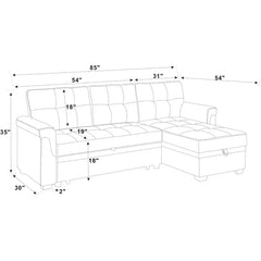 Steel Gray Gunnar 85" Wide Reversible Sleeper Sofa & Chaise