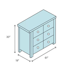 Faux Concrete Aviston 6 Drawer 61'' W Double Dresser Features Six Total Drawers with Ample Storage