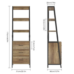 Brown Black Stansbury 68.9'' H x 20.1'' W Iron Standard Bookcase Open and Hidden Storage