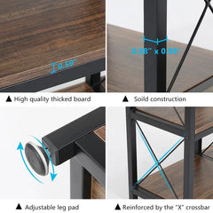 Black Shipststour 51.97'' H x 45.28'' W Iron Step Bookcase Modern Design Ideal for Start Ups