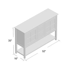 Gylla TV Stand for TVs up to 58" Bright White Four Straight Square Legs with Tapered Feet