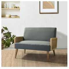 Criss Arm Loveseat Blue Sturdy Hardwood Frames and Arm Rests High Density