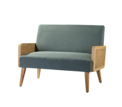 Criss Arm Loveseat Blue Sturdy Hardwood Frames and Arm Rests High Density