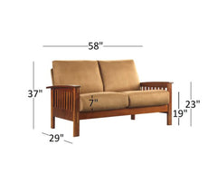 Hills Mission-Style Oak Loveseat Classic Rust Home Furniture