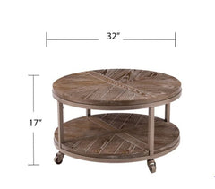 Carbon Loft Kenya Industrial Brown Wood Cocktail Table